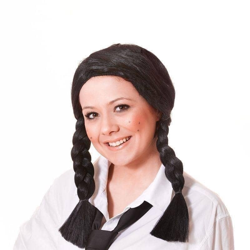 Womens Schoolgirl Wig Black Wigs Female Halloween Costume_1 BW040