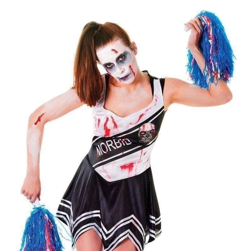 Womens Zombie Cheerleader Black Adult Costume Female Halloween_1 AC405
