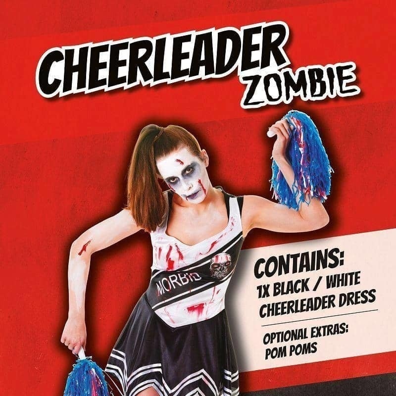 Womens Zombie Cheerleader Black Adult Costume Female Halloween_2 