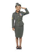 WW2 Army Girl Costume Kids Khaki Green Jacket Skirt Hat