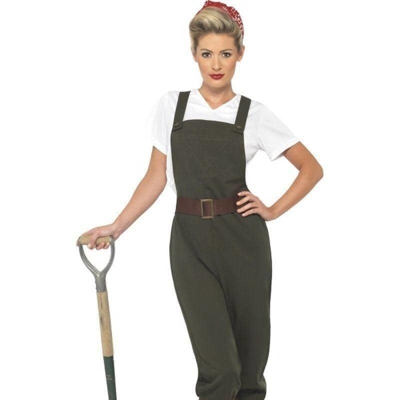 WW2 Land Girl Costume Adult Olive White_1 sm-39491M
