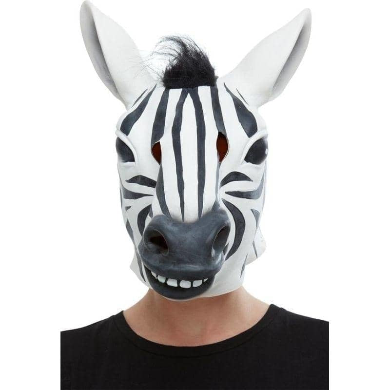 Zebra Latex Mask Adult Black White_1 sm-50882