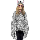 Zebra Party Festival Poncho Adult White Black_1 sm-43893