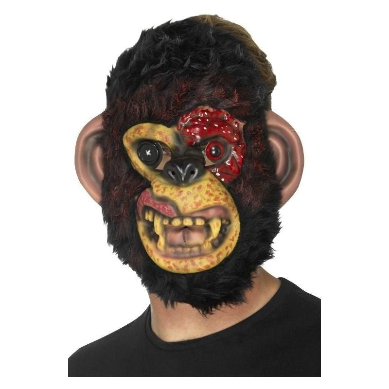 Zombie Chimp Mask Adult Black Fur_2 