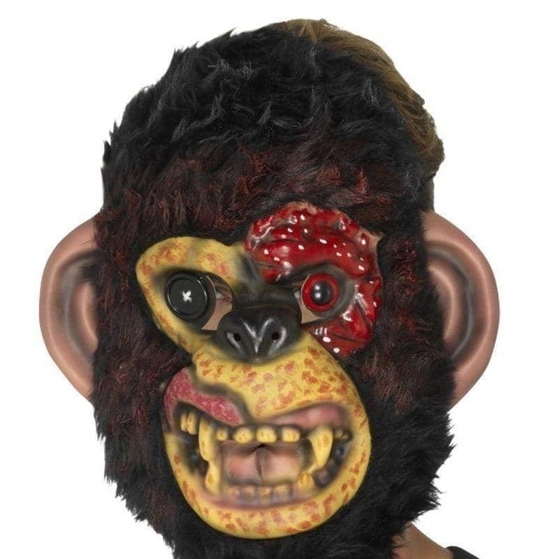 Zombie Chimp Mask Adult Black Fur_1 sm-46993