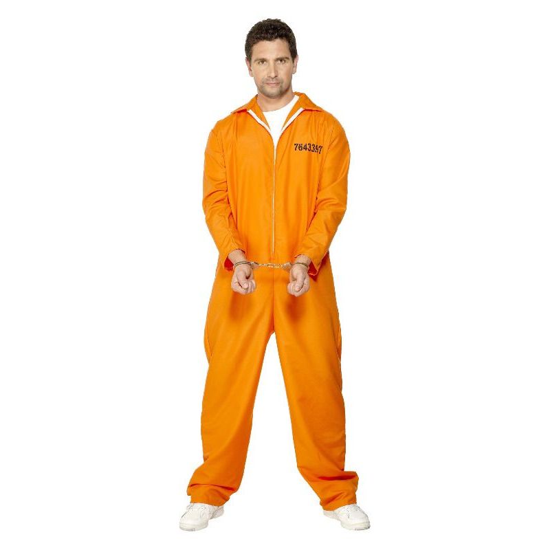 Escaped Prisoner Costume Adult Orange Mens Smiffys Cops & Robbers 4192