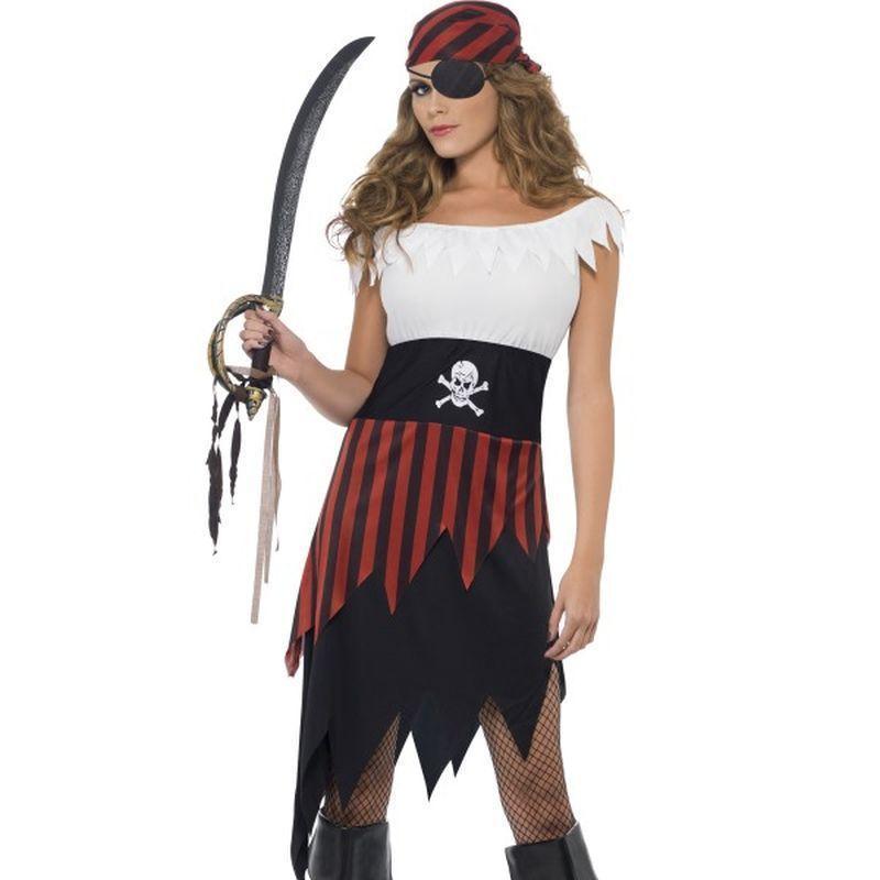 Pirate Wench Costume Adult Black White Red Womens Smiffys Pirate 9756
