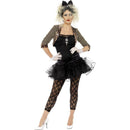 80s Wild Child Costume Adult Black Womens Smiffys 1980's Fancy Dress 14721