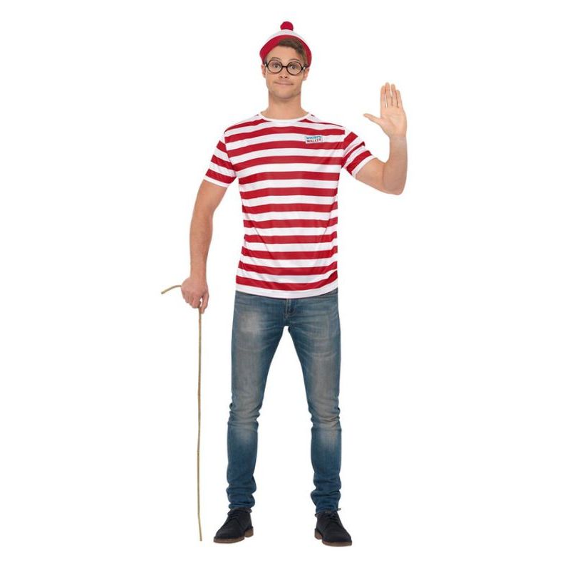Wheres Wally? Kit Adult Red White Mens Smiffys Where's Wally Licensed Fancy Dress 12564