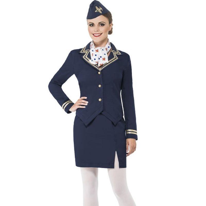 Airways Attendant Costume Blue Womens Smiffys Heroes & Role Model 756