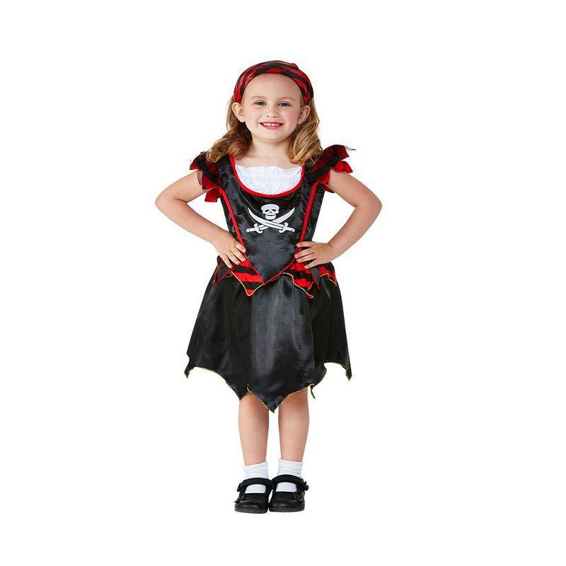 Toddler Pirate Skull & Crossbones Costume Toddler Black Girls Smiffys Girls Fancy Dress 14817