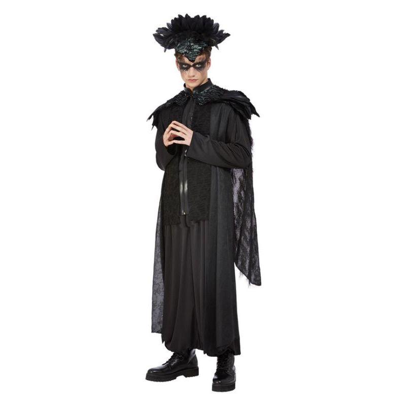 Deluxe Raven King Costume, Black Smiffys Halloween Adult Fancy Dress 19321