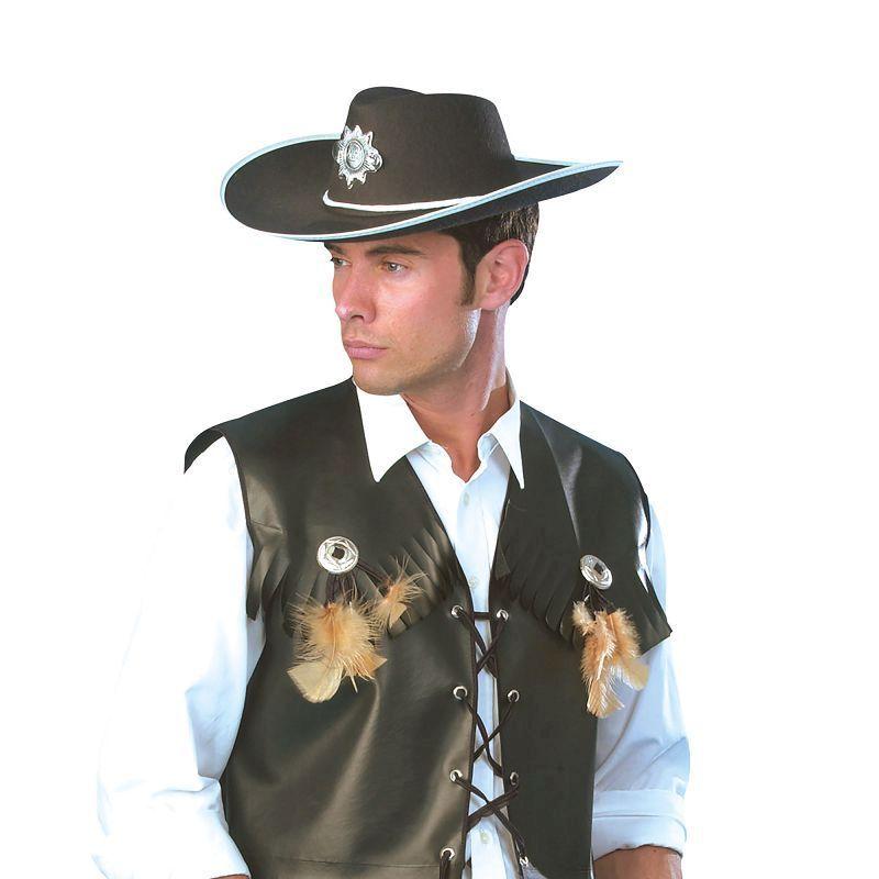 Mens Cowboy Waistcoat Black Ff 56 58 Adult Costume Male UK Chest Size 46" 48" Waist Size 38" 40" Bristol Novelty Generic Mens Costumes 7748