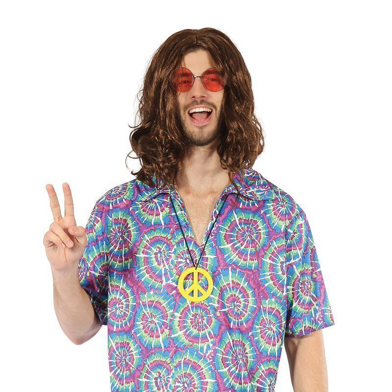 Mens Groovy Psychedellic Top + Necklace Adult Costumes Male One Size Bristol Novelty Generic Mens Costumes 7959
