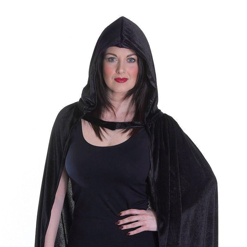 Womens Velvet Black Hooded Cloak Adult Costumes Female One Size Bristol Novelty Generic Ladies Costumes 13882