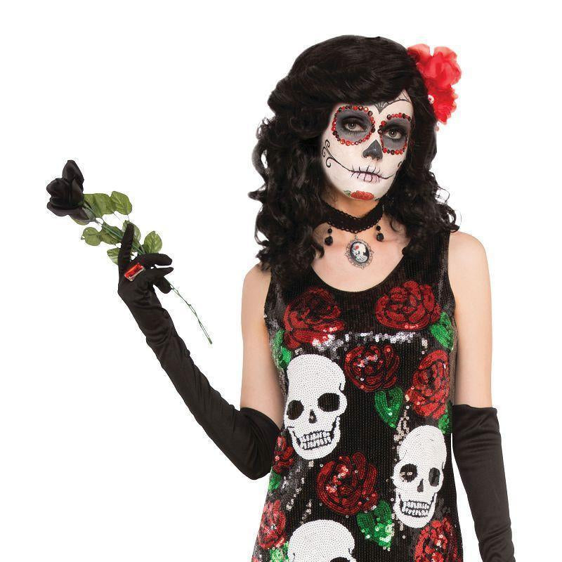 Skull + Roses Sequin Dress M L Adult Costumes UK Size 10 14 Womens Bristol Novelty Generic Ladies Costumes 11264
