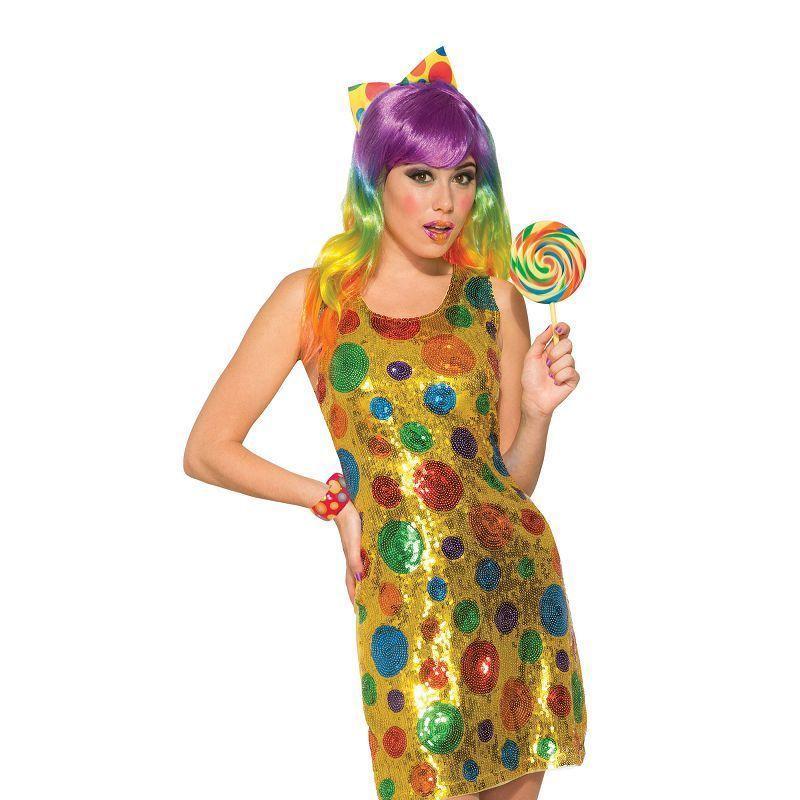 Clown Polka Dot Sequin Dress M L Adult Costumes UK Size 10 14 Womens Bristol Novelty Generic Ladies Costumes 2677