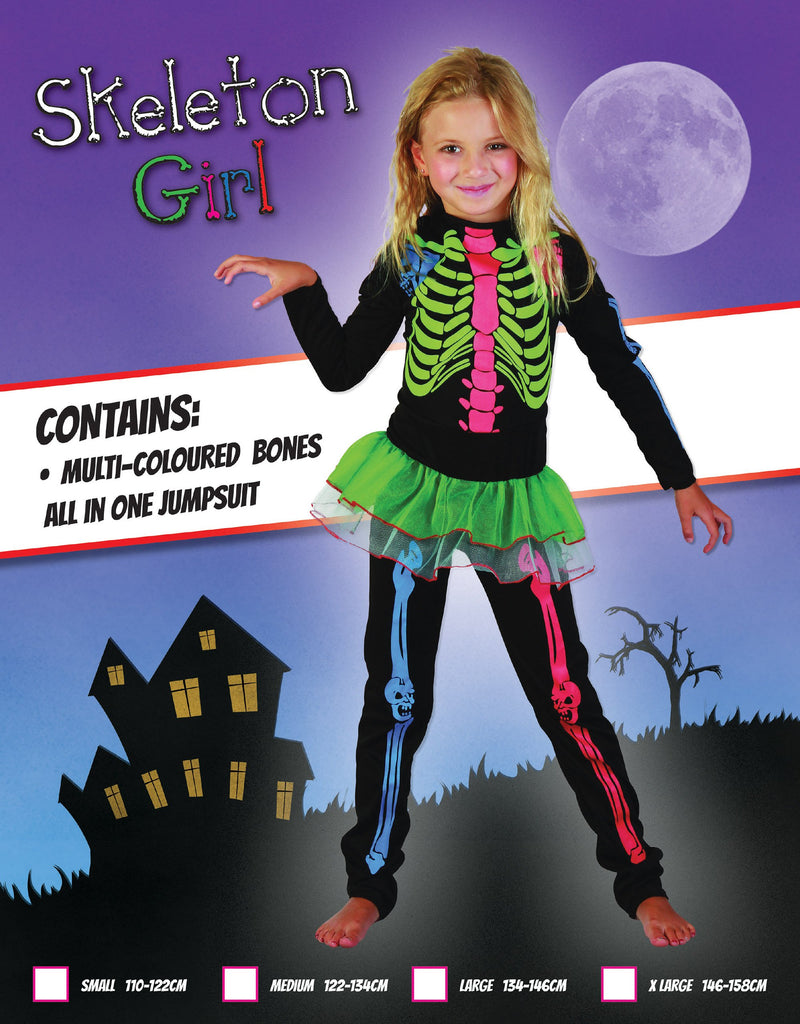 Skeleton Girl Xl Childrens Costumes Female To Fit Child Of Height 146cm 159cm Girls Bristol Novelty Childrens Costumes 2159