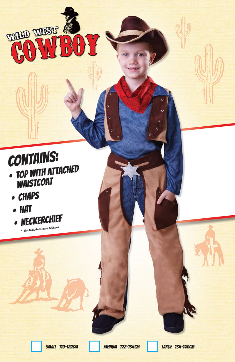 Cowboy Wild West M Childrens Costumes Male To Fit Child Of Height 122cm 134cm Boys Bristol Novelty Childrens Costumes 2251