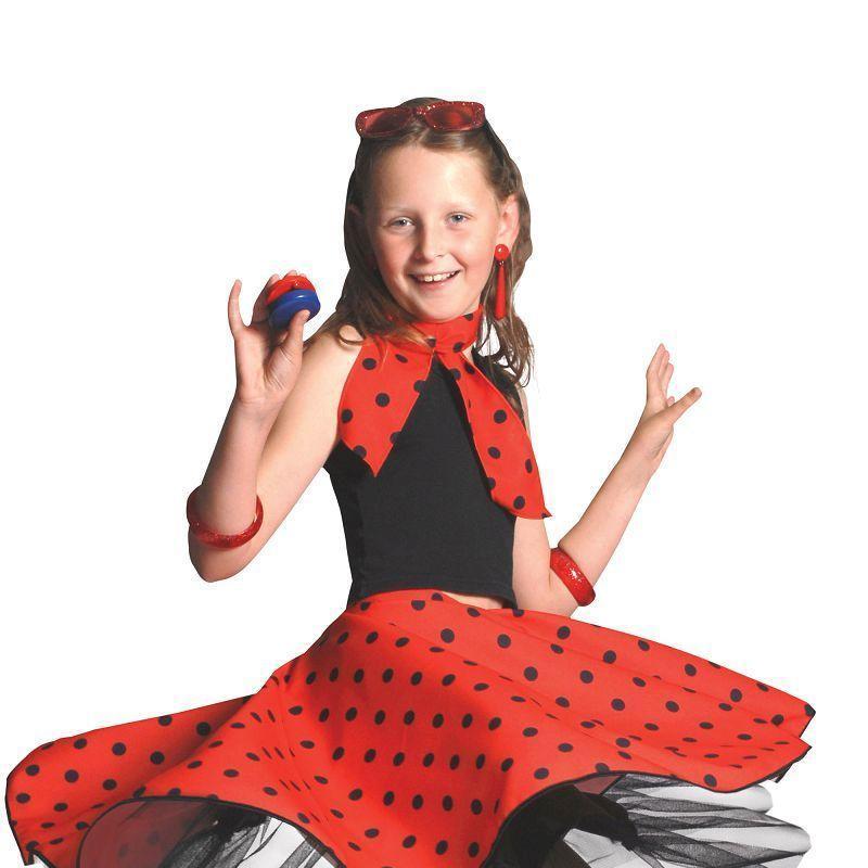 Girls Rock N Roll Skirt Red Childrens Costumes Female One Size Bristol Novelty Girls Costumes 5715