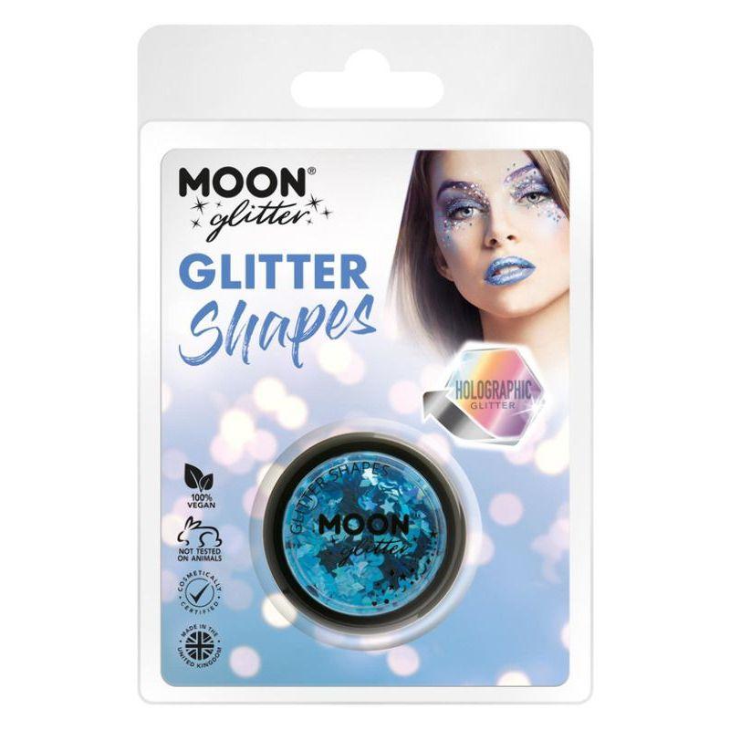 Moon Glitter Holographic Glitter Shapes Blue Smiffys Fever Fancy Dress 20605