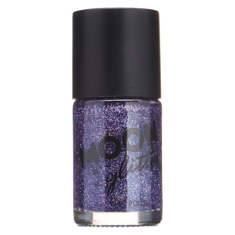 Moon Glitter Holographic Nail Polish Purple Smiffys Hawaiian Luau Fancy Dress 21525