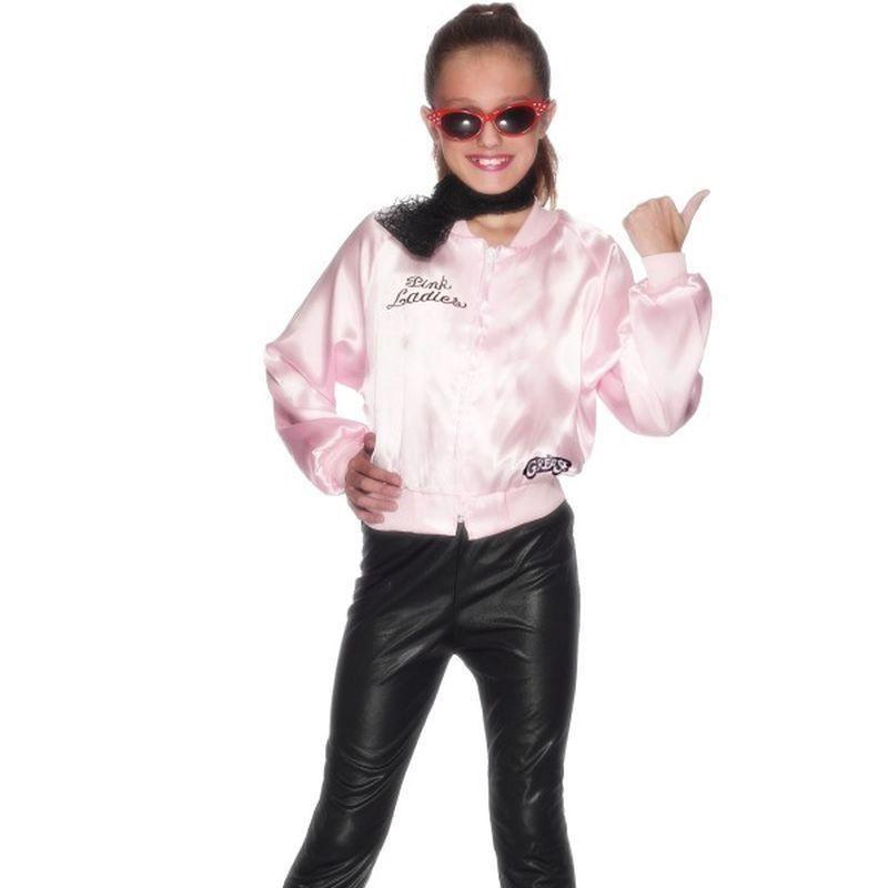 Grease Pink Ladies Jacket Child Pink Girls Smiffys Grease Licensed Fancy Dress 6177