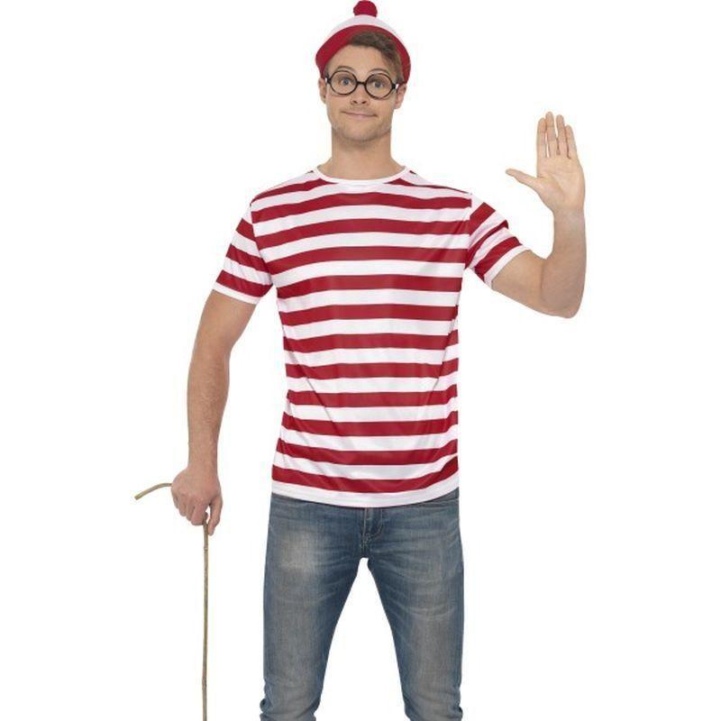 Wheres Wally? Kit Adult Red White Mens Smiffys Where's Wally Licensed Fancy Dress 12562
