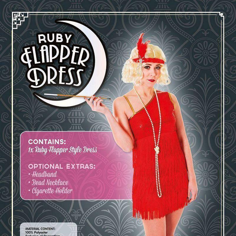 Womens Flapper Dres Ruby Adult Costumes Female One Size Bristol Novelty Generic Ladies Costumes 13105